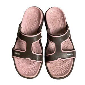 Crocs Florence Slide Sandal Women's Size 9 Flip Flp Brown Pink Casual Beach Pool
